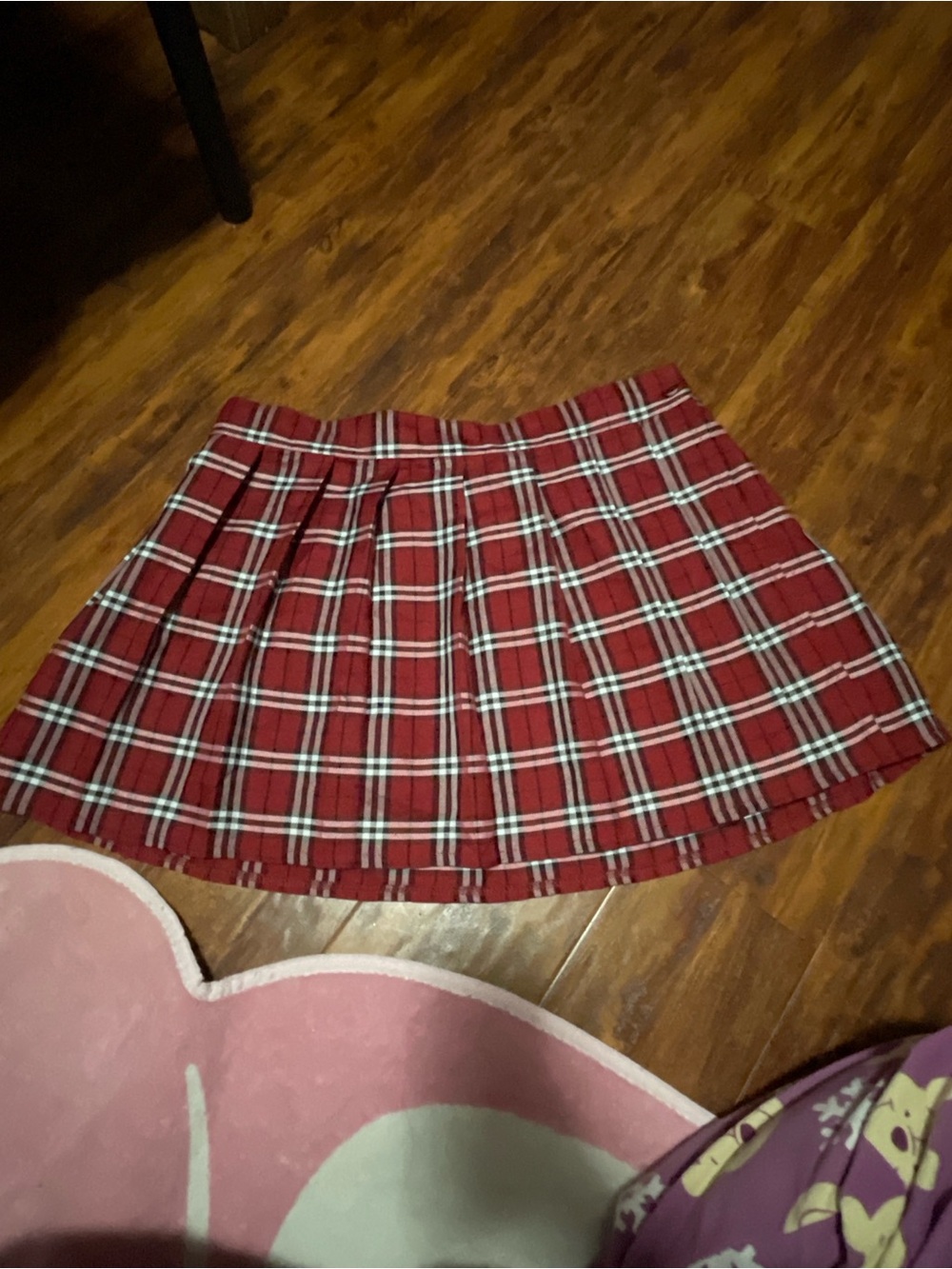 Spirit Red Plaid Pleated Skirt Large